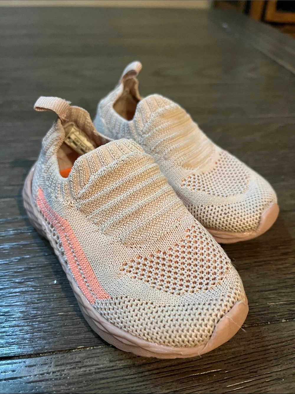 Carter's Peach-Pink Knit Slip-On Sneakers for Kids